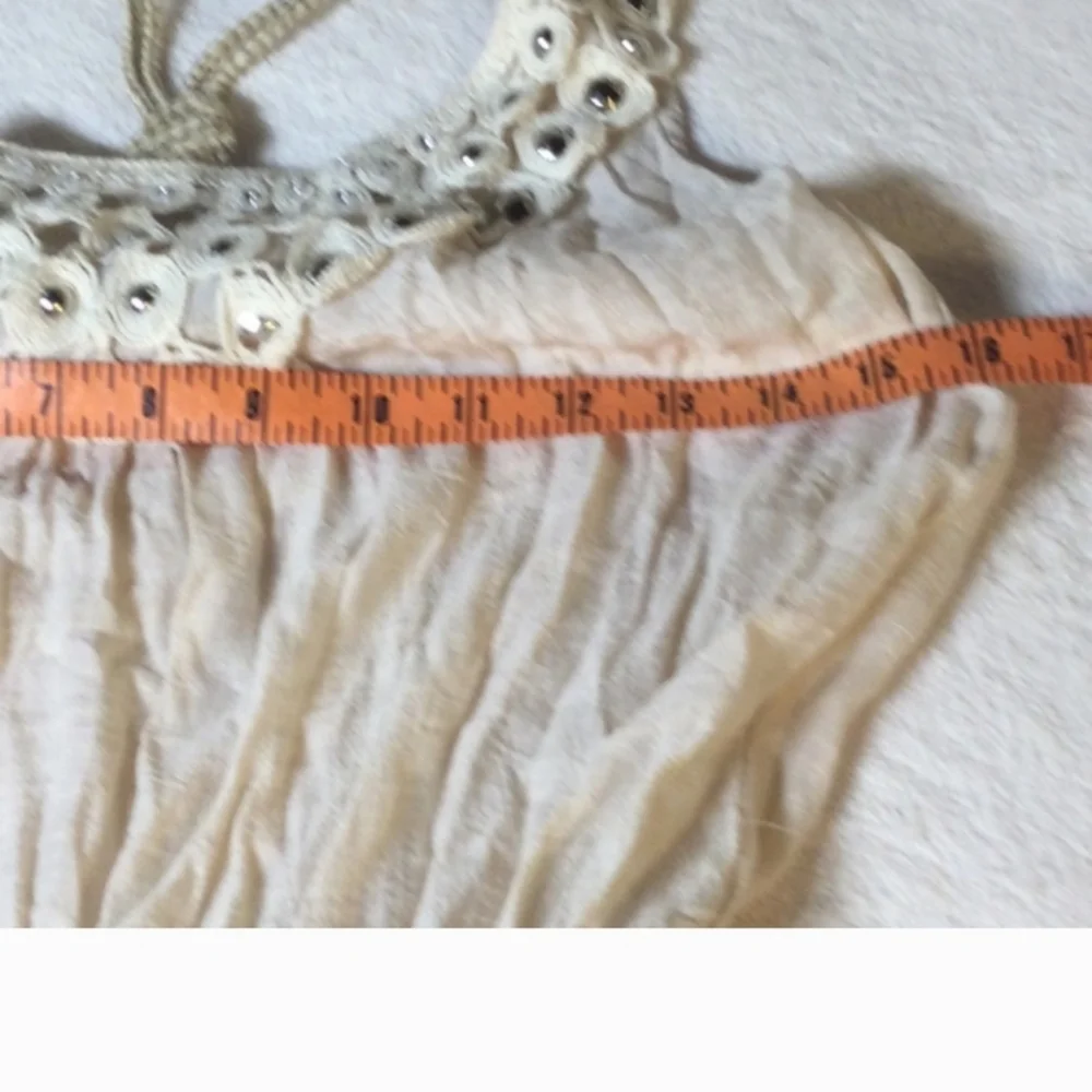 Vintage Cream Color Dress With Silver Bling and layered cascading  material - Picture 5 of 12